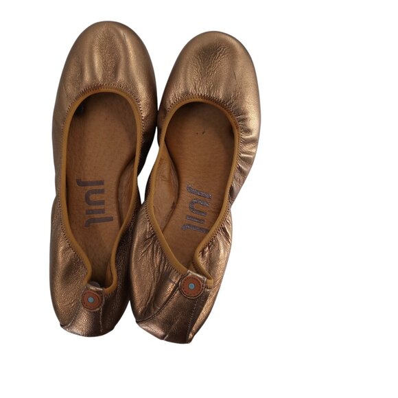 Juil The Flat Gold Bronze Leather Metallic Slip On Ballerina Flats Size 10 - Picture 9 of 14
